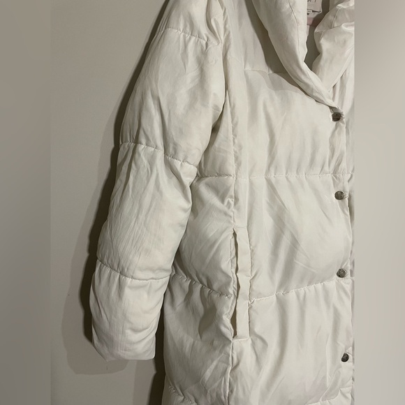 Loft White Puffer Long Winter Coat Jacket - Picture 3 of 6